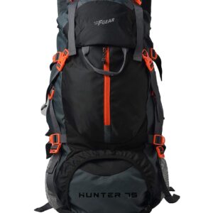 F Gear Hunter Black Grey Diamond 75L Rucksack with Shoe Compartment & Raincover | 1 Compartment & 2 Pockets | Water-Resistant Durable | Fits Upto 17 Inch Laptop | Ideal for Trekking, Hiking & Camping